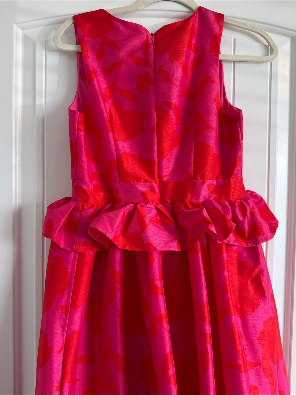 kate spade Hot Pink Red Floral Peplum Dress 6 • Summer Wedding Guest • Vacay